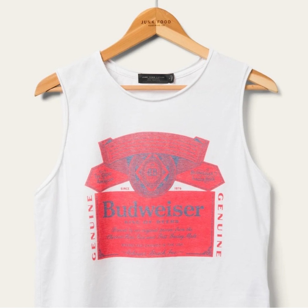 NWOT Junk Food Clothing Budweiser Cropped Muscle Tank Top Size XL